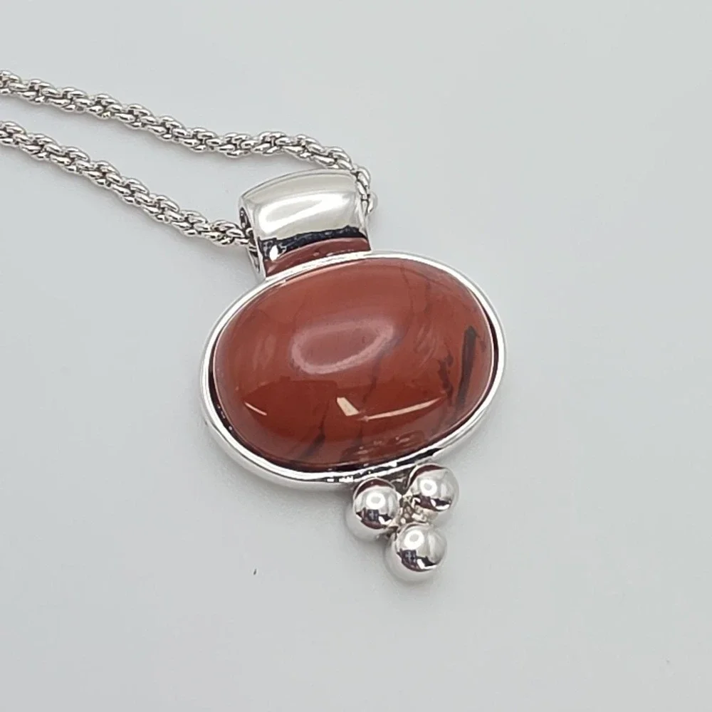 New! ANNALEECE By DEVRIES Carnelian Necklace SWAROVSKI Rhodium Plate 20
